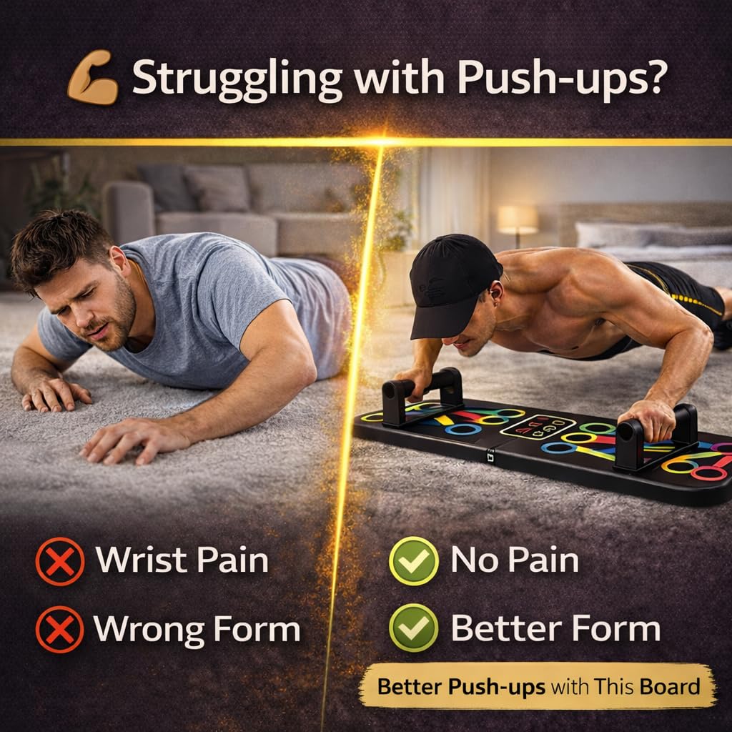 PulGos 15-in-1 Pushup Board for Men & Women | Foldable Gym Equipment for Home Workout | 𝐌𝐮𝐥𝐭𝐢- 𝐅𝐮𝐧𝐜𝐭𝐢𝐨𝐧 Push Up Stand for Chest, Triceps, Shoulders & Back | Portable Home Gym Training Kit