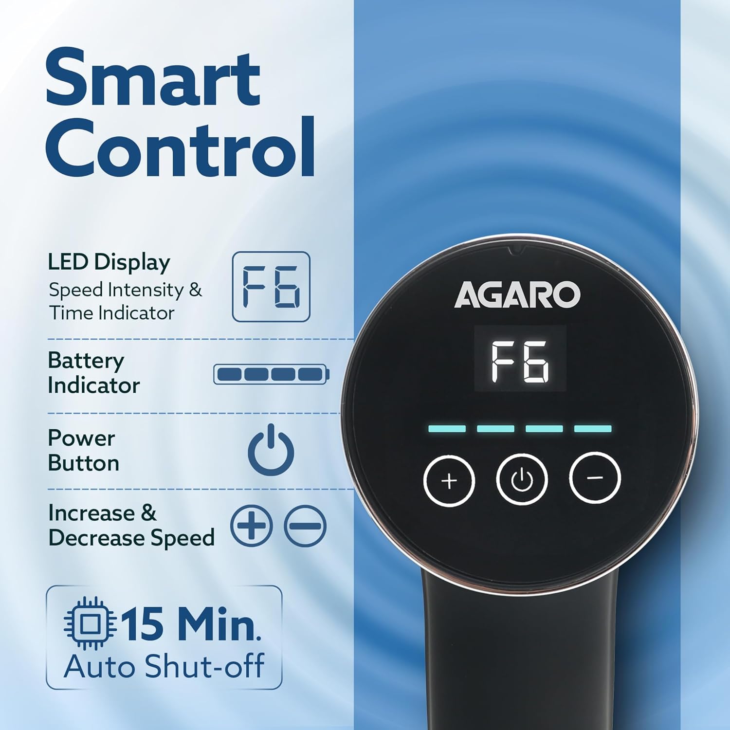 AGARO Galaxy Massager Machine, Handheld Deep Tissue Massage Gun, 4 Heads, 6 Speed, Rechargeable Percussion Massager for Muscle Relief