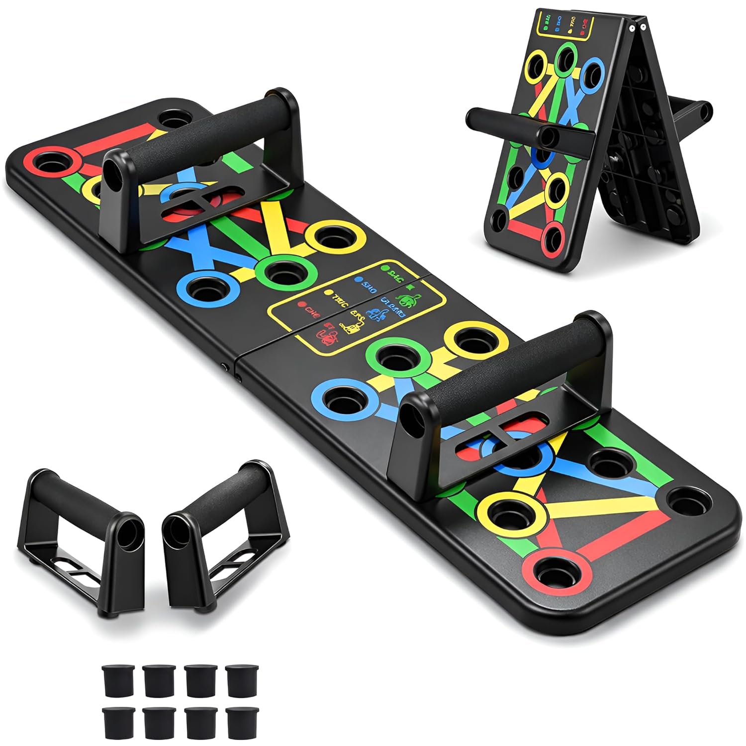 PulGos 15-in-1 Pushup Board for Men & Women | Foldable Gym Equipment for Home Workout | 𝐌𝐮𝐥𝐭𝐢- 𝐅𝐮𝐧𝐜𝐭𝐢𝐨𝐧 Push Up Stand for Chest, Triceps, Shoulders & Back | Portable Home Gym Training Kit