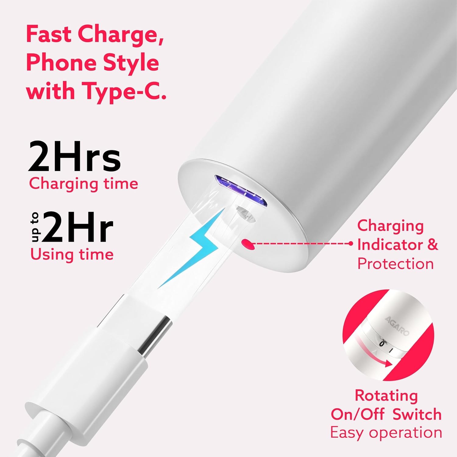 AGARO Rechargeable 3-in-1 Multi Trimmer For Women, Multipurpose Hair Remover for Women, Face, Leg, Eyebrow, Underarms, Bikini Trimmer, 90 minutes Runtime, White