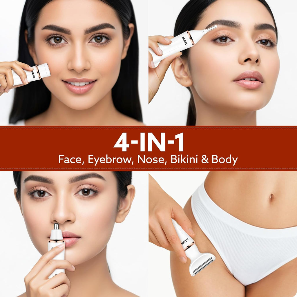 Female Multi Trimmer – Facial Hair Removal Machine, Bikini Trimmer, Eyebrow & Nose Hair Trimmer Painless body hair trimming Type-C charging, up to...