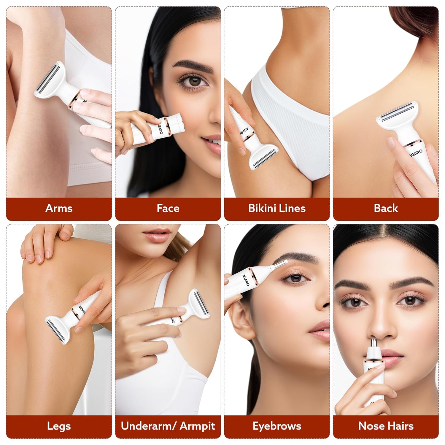 Female Multi Trimmer – Facial Hair Removal Machine, Bikini Trimmer, Eyebrow & Nose Hair Trimmer Painless body hair trimming Type-C charging, up to...